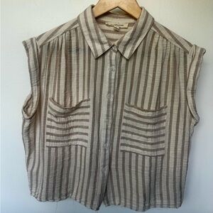 Grade and gather sleeveless cotton striped top
